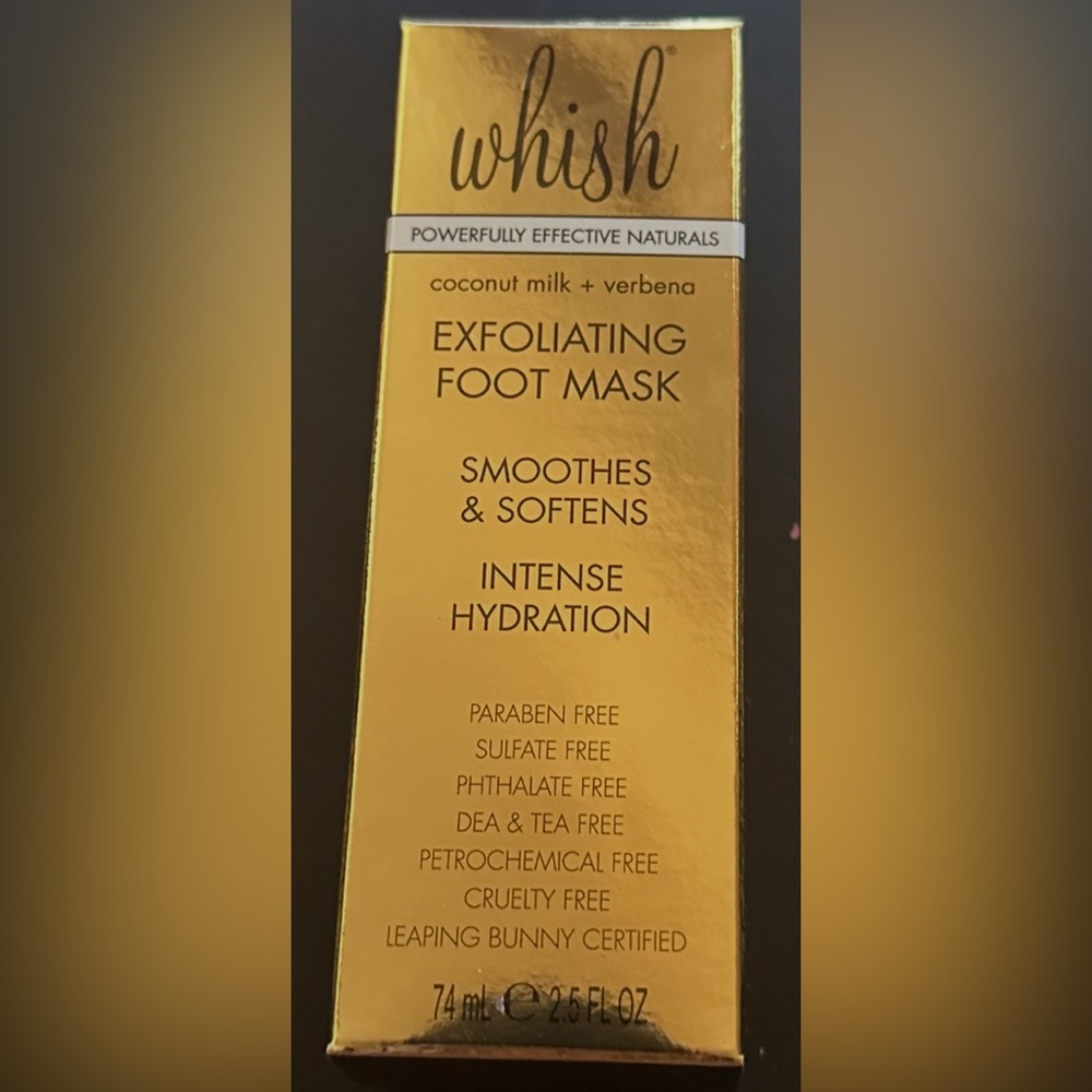 Brand New Whish Exfoliating Foot Mask. 2.4 fl oz sealed and in box.